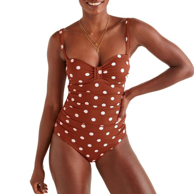 Boden Conker, Linear Brand Spot Ischia Bandeau Swimsuit