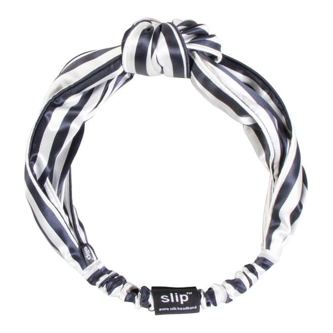Slip Silk Knot Headband, Navy Stripe