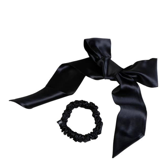 Slip Silk Ribbon & Scrunchie Set, Black