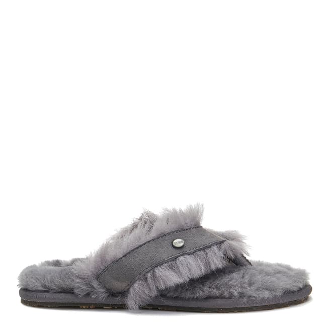Australia Luxe Collective Grey Sheepskin Feel Thong Slippers