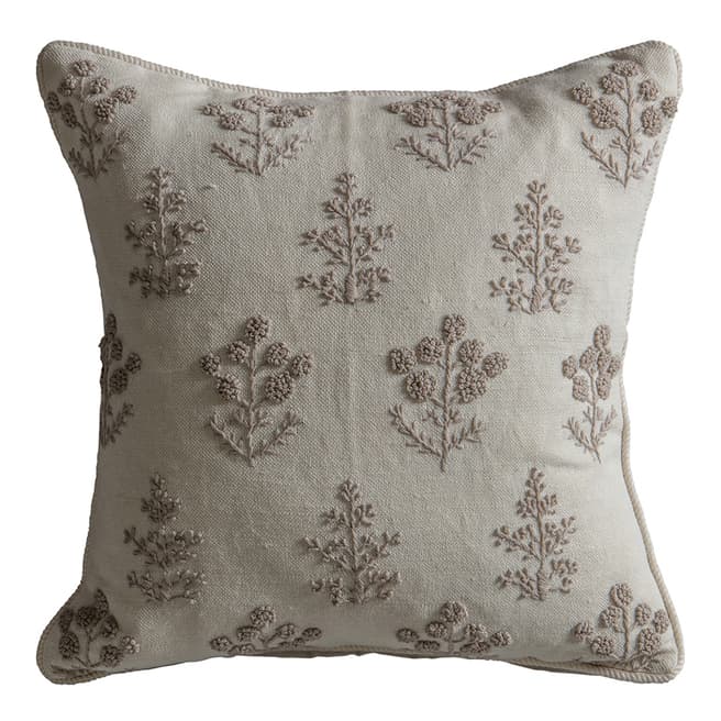Kilburn & Scott Floral Embroidered Cushion Natural 45x45cm