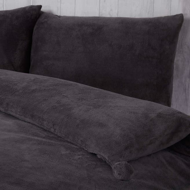 Rapport Pom Pom Fleece 43x43cm Cushion Cover, Charcoal