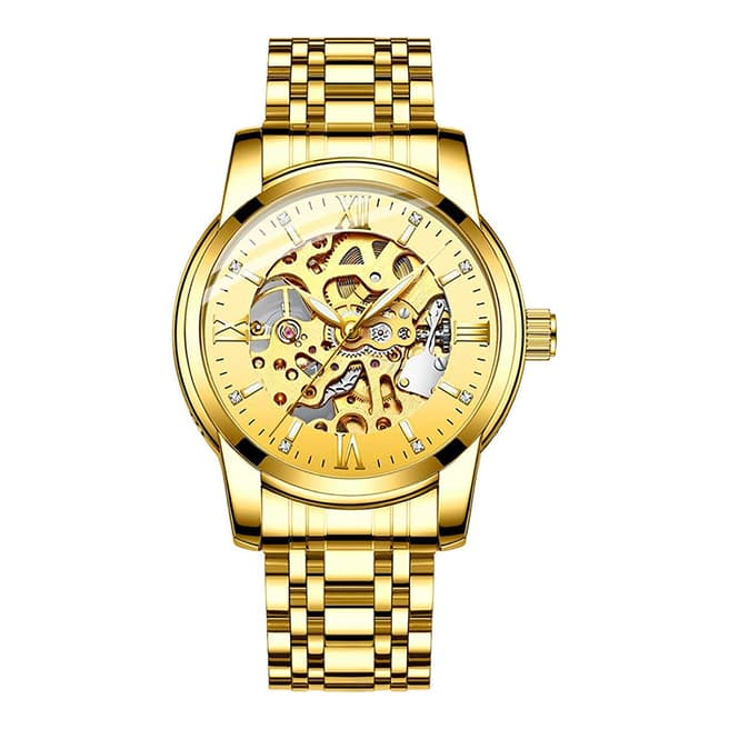Stephen Oliver 18K Gold Skeleton Automatic Watch
