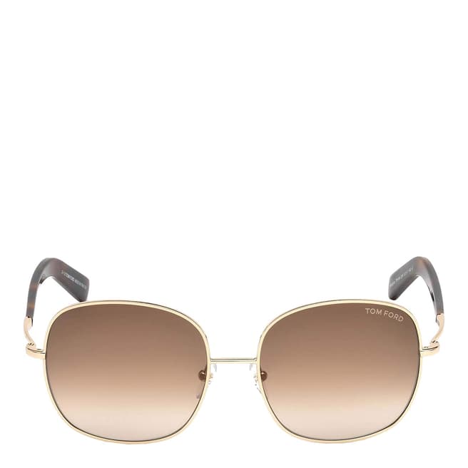 Tom Ford Women's Shiny Rose Gold/Brown Tom Ford Sunglasses 57mm