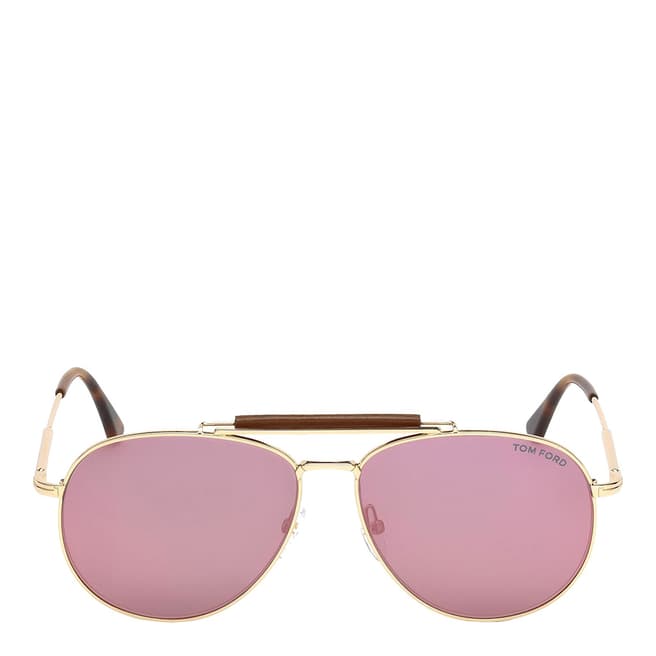 Tom Ford Men's Shiny Rose Gold/Pink Tom Ford Sunglasses 60mm