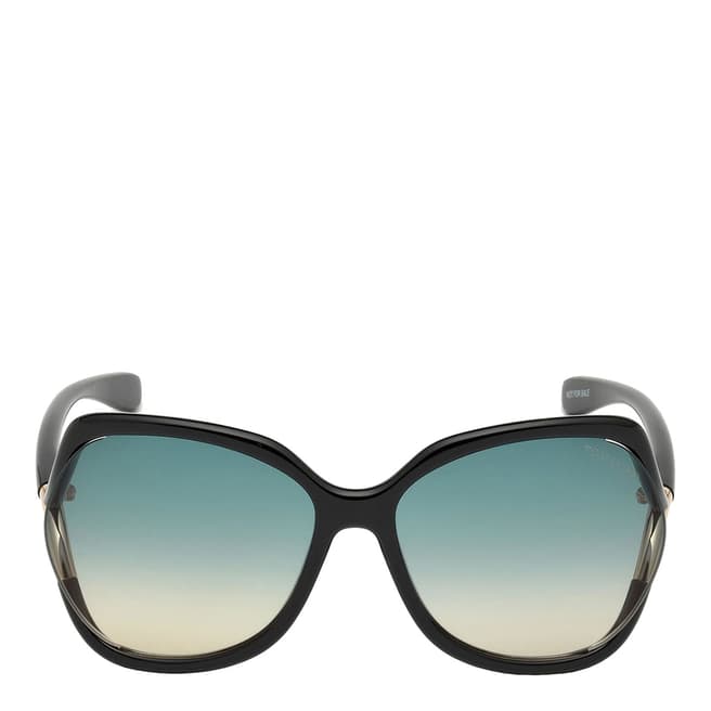 Tom Ford Women's Shiny Black/Blue Tom Ford Sunglasses 60mm
