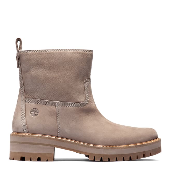 Timberland Taupe Gray Courmayeur Valley Faux Fur Bootie