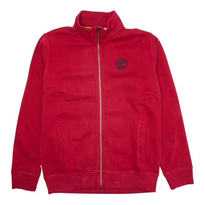 Timberland Red Cotton Blend Full Zip Sweatshirt