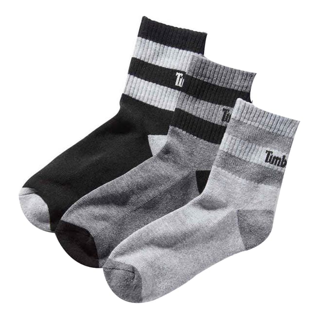 Timberland Grey/Black Geo Stripe Shortie 3 Pack Socks