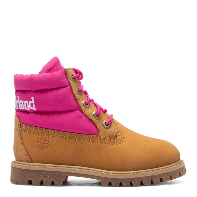 Timberland Toddler Girl's Brown & Pink 6 Inch Quilt Boots