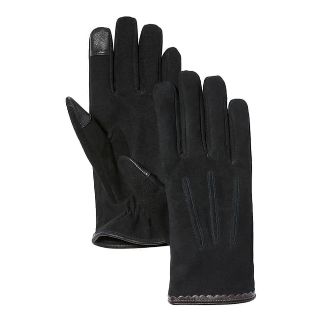 Timberland Black Nubuck Scallop Gloves