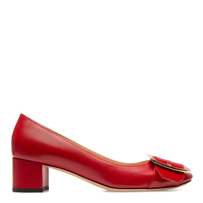 BALLY Red Leather Jackie Heeled Pump