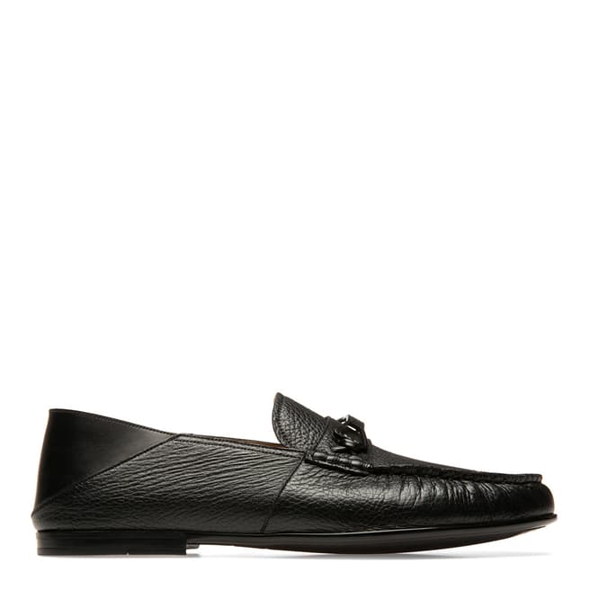 BALLY Black Crister Leather Grained Moccassins