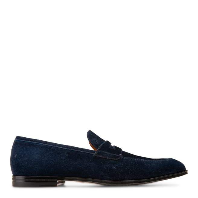 BALLY Deep Navy Ink Webb Suede Loafers
