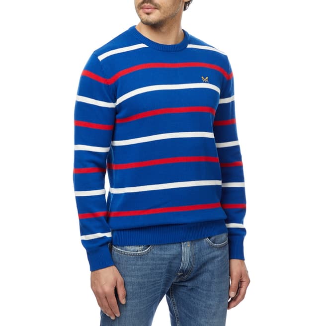 Crew Clothing Blue Striped Cotton Jumper