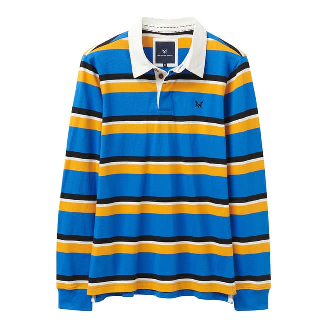 Crew Clothing Blue/Yellow Striped Cotton Rugby Shirt 