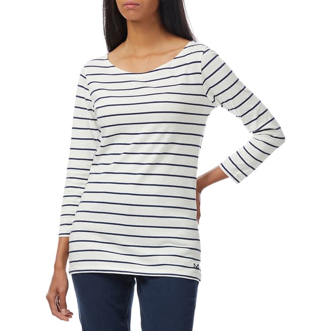Crew Clothing Off White Striped Cotton Top