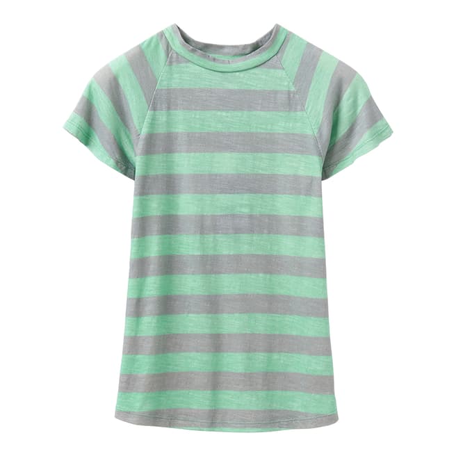 Crew Clothing Green/Grey Linen Slub Flutter Sleeve T-Shirt