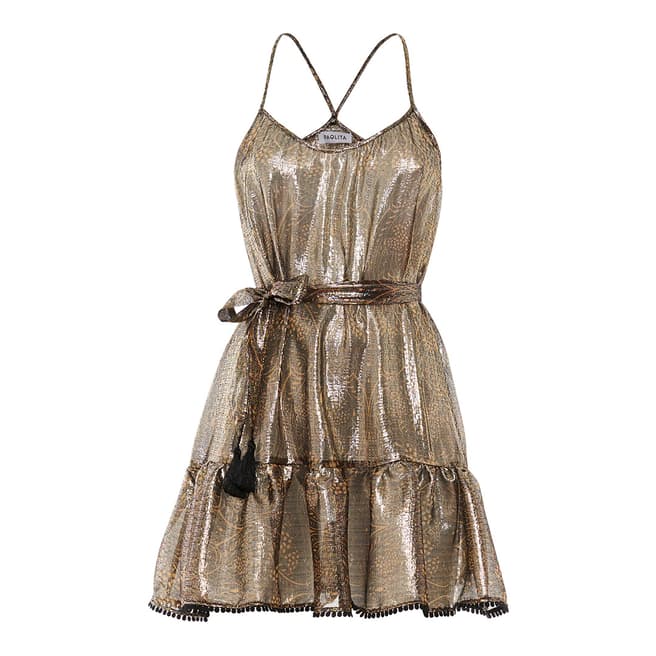 Paolita Black/Gold Cassiopeia Ruffle Mini Dress