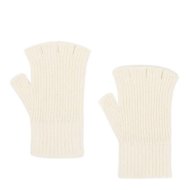 United Colors of Benetton Cream Ribbed Fingerless Gloves
