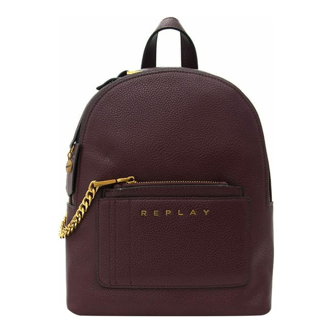 Replay Red Pebbled Leather Backpack