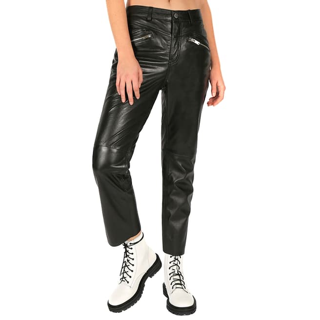 Bolongaro Trevor Black Zip Leather Trousers