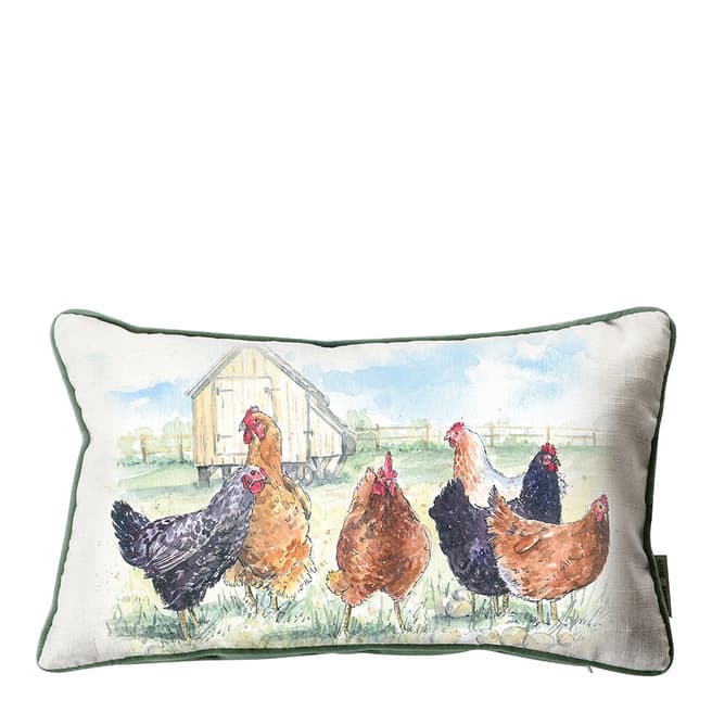 Kilburn & Scott Chickens Watercolour Cushion 30x50cm