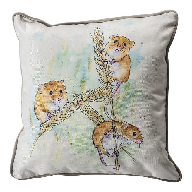 Kilburn & Scott Harvest Mice Watercolour Cushion 45x45cm