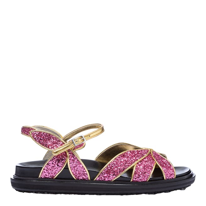 Marni Pink Glitter Fussbett Platform Sandal