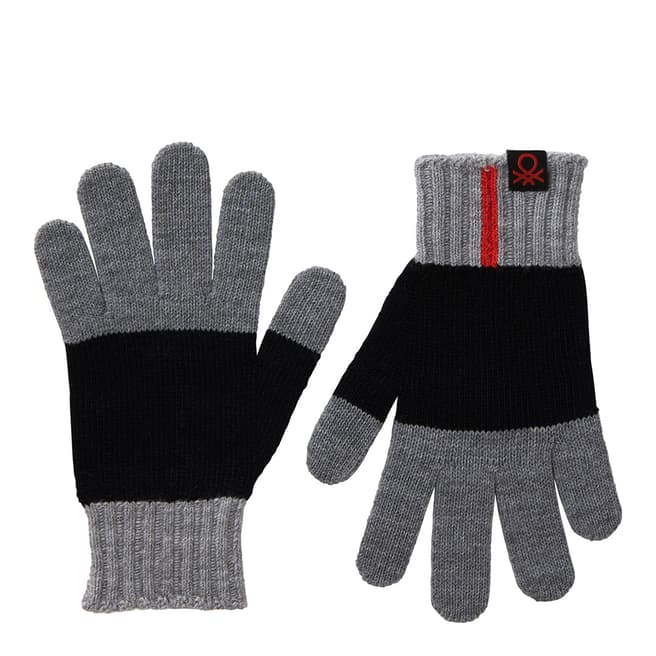 United Colors of Benetton Kid's Grey Colour Block Gloves