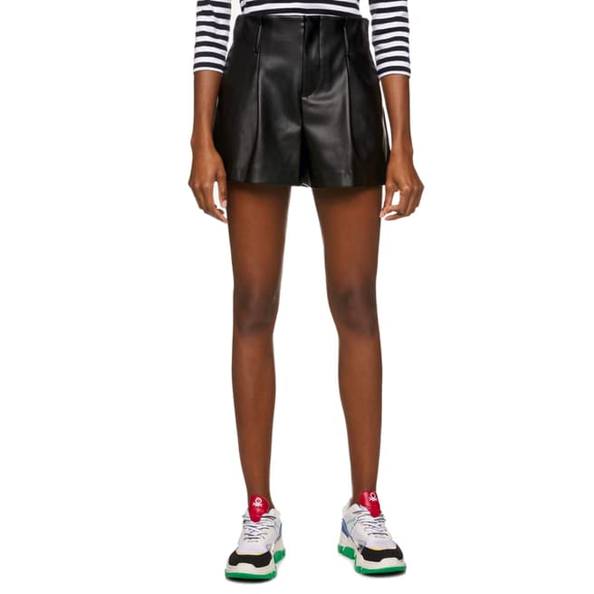 United Colors of Benetton Black High Waisted Leather Shorts