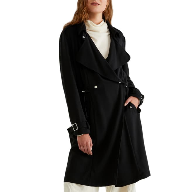 United Colors of Benetton Black Double Breasted Trench