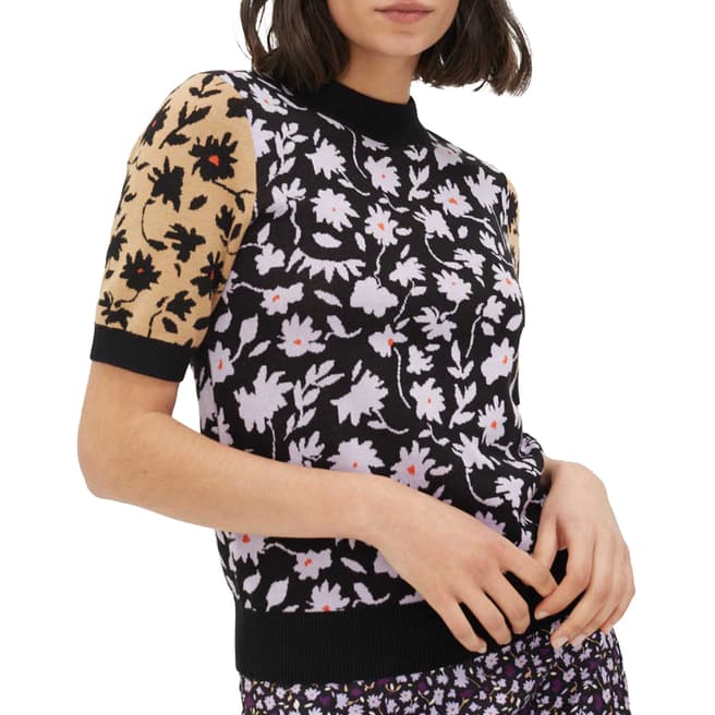 Chinti and Parker Black Gabriel Floral Knitted Tee