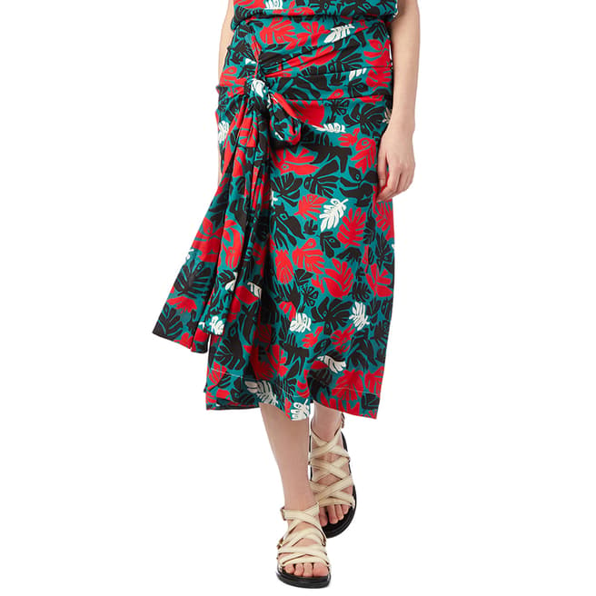 Marni Green/Red Leaves Print Skirt