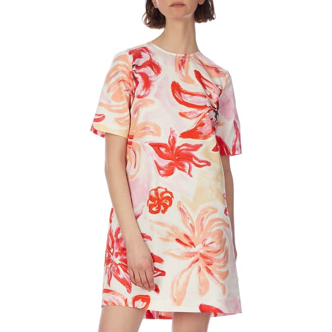 Marni Pink Floral Print Cotton/Silk Dress
