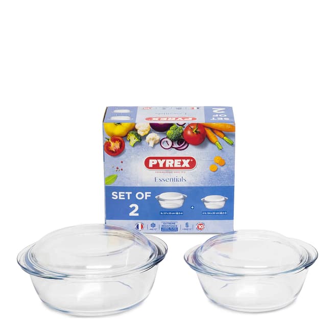 Pyrex Set of 2 Essentials Round Casserole Dishes