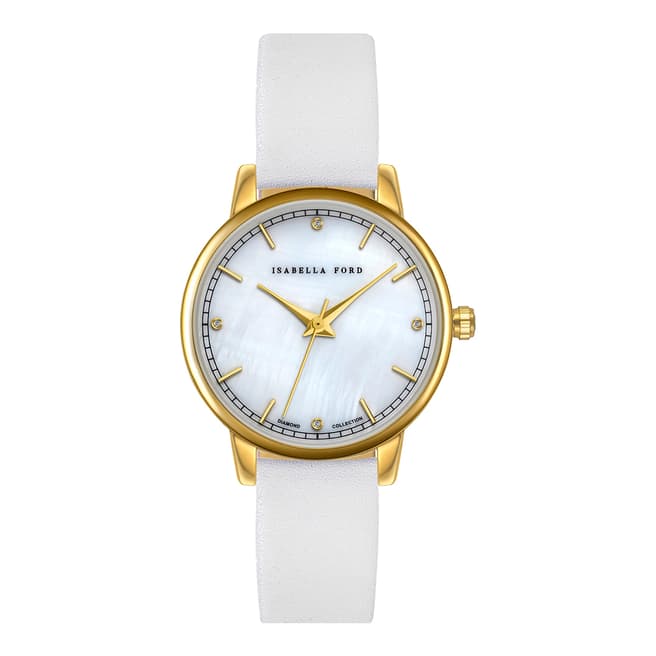 Isabella Ford Capri White Leather Watch 32mm