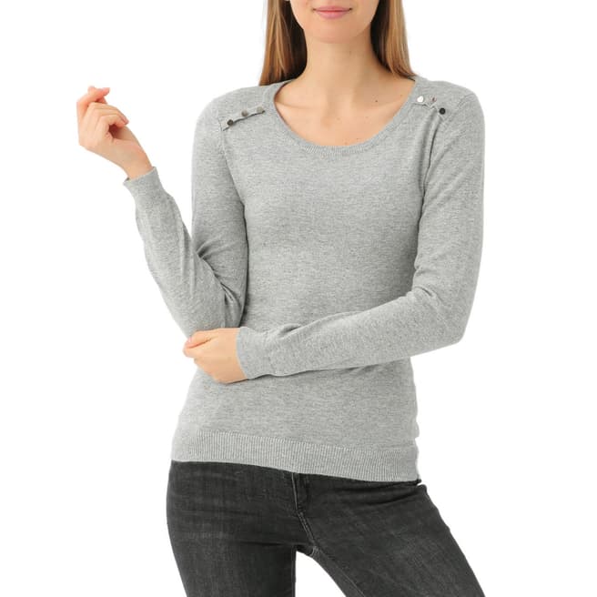 SCUI Studios Grey Cashmere Button Detail Sweater