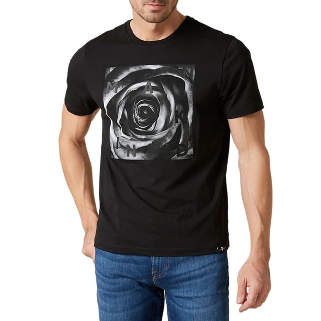 7 For All Mankind Black Graphic Rose T-Shirt