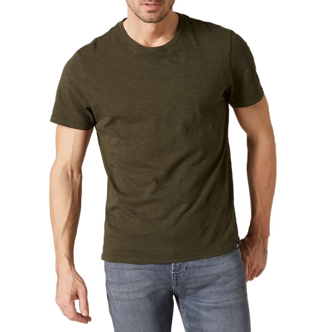 7 For All Mankind Green Slub Cotton T-Shirt