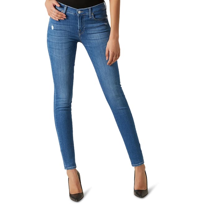 7 For All Mankind Blue Skinny Slim Illusion Stretch Jeans
