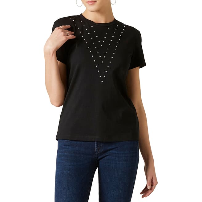 7 For All Mankind Black Studded T-Shirt