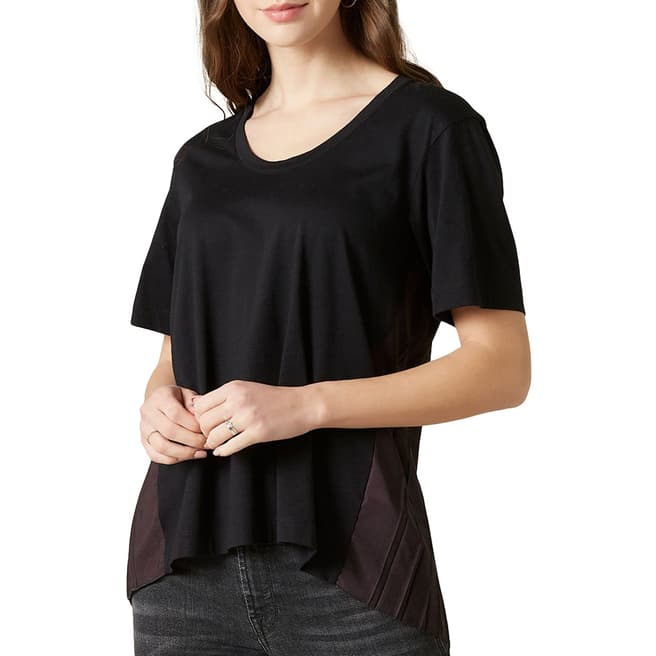7 For All Mankind Black Pleated T-Shirt