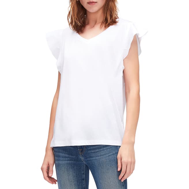 7 For All Mankind White Ruffle T-Shirt