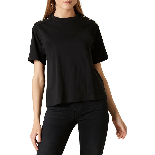 7 For All Mankind Black Buttoned T-Shirt