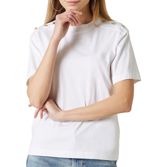 7 For All Mankind White Buttoned T-Shirt