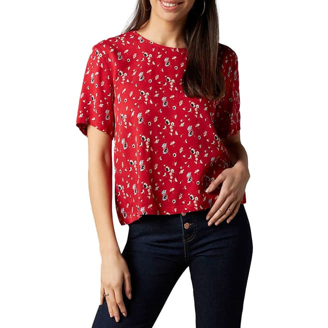 7 For All Mankind Red Ditsy T-Shirt