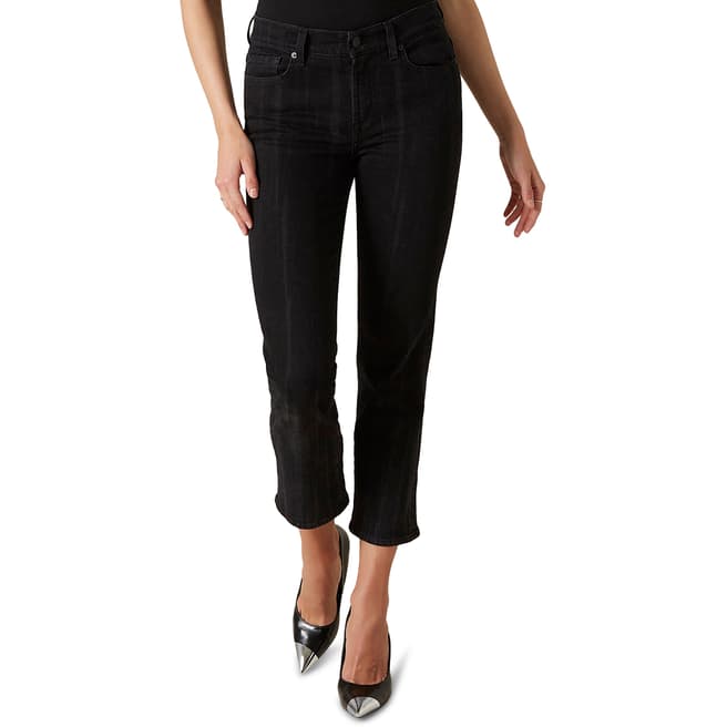 7 For All Mankind Black The Straight Crop Stretch Jeans