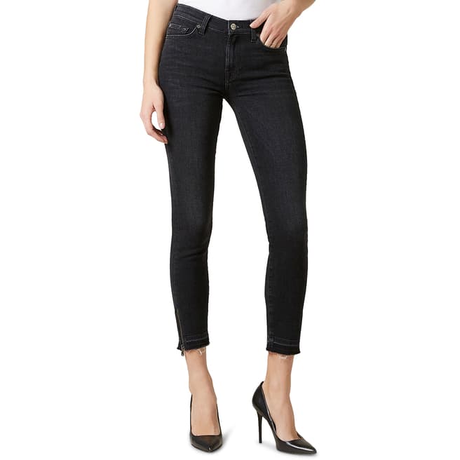 7 For All Mankind Black The Skinny Crop Slim Illusion Stretch Jeans