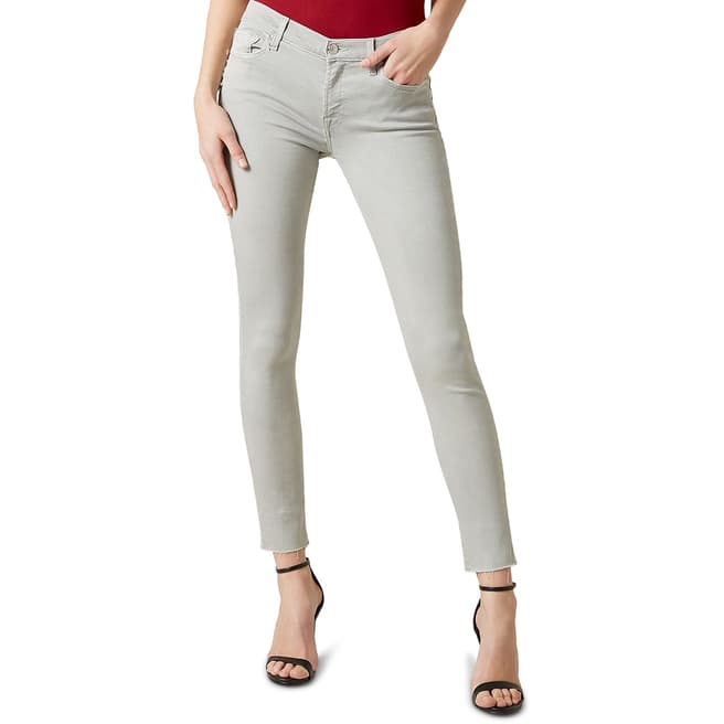 7 For All Mankind Light Grey The Skinny Crop Illusuion Stretch Jeans